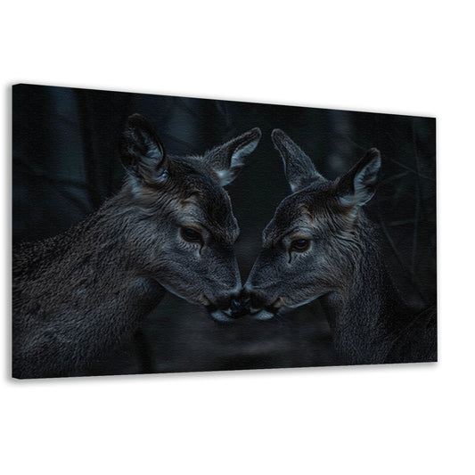 Twee herten in een donker bos canvas