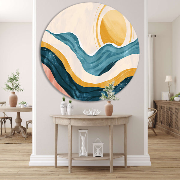 Golven en zon in abstracte vormen forex muurcirkel