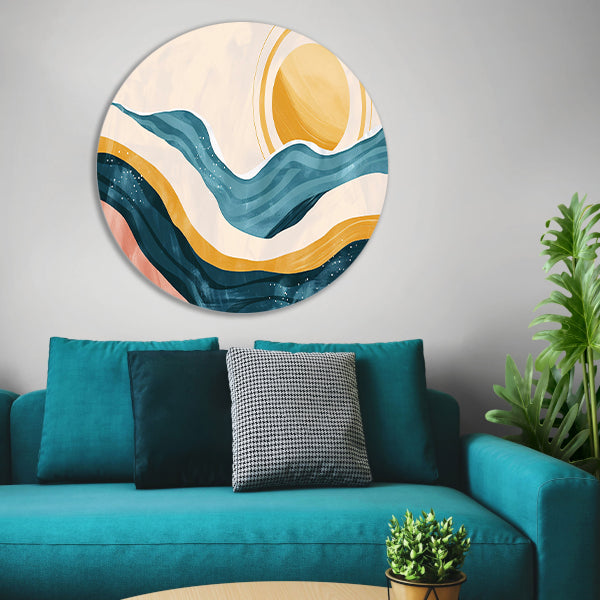 Golven en zon in abstracte vormen forex muurcirkel