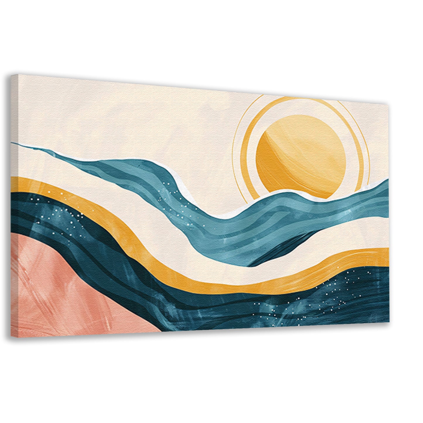 Golven en zon in abstracte vormen canvas