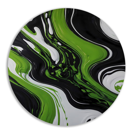 Dynamische Abstractie van Zwart en Groen aluminium muurcirkel
