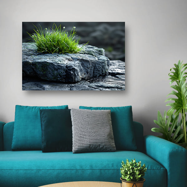 Minimalistisch Gras op Steen canvas