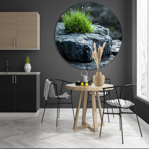 Minimalistisch Gras op Steen aluminium muurcirkel
