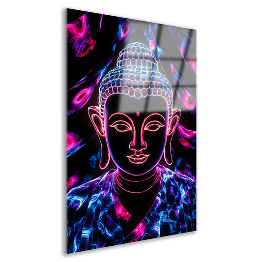 Kleurrijk neon Boeddha kunstwerk acrylglas