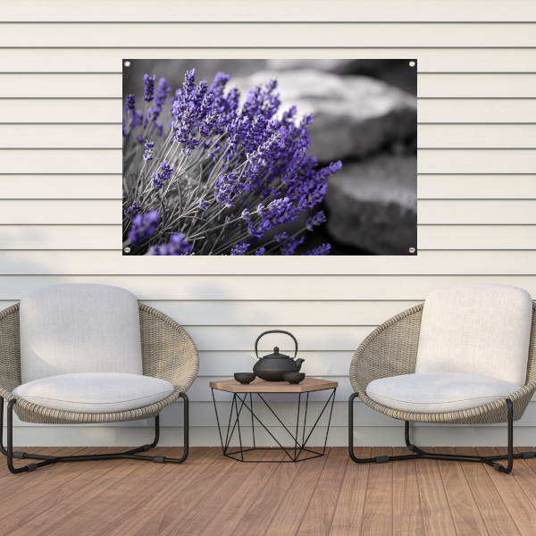 Abstracte paarse bloemen tuinposter