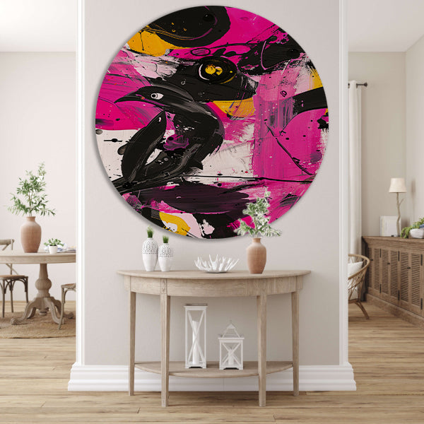 Abstracte kleurrijke vogel in moderne kunststijl forex muurcirkel