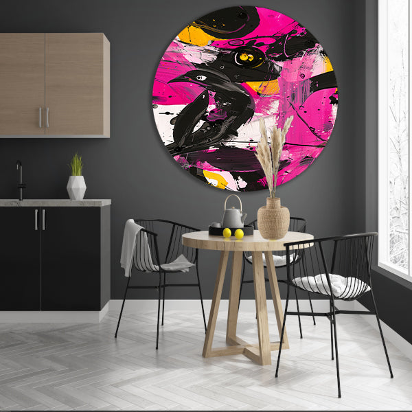 Abstracte kleurrijke vogel in moderne kunststijl forex muurcirkel
