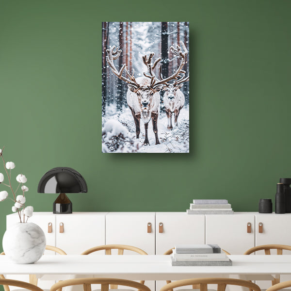 Twee Rendieren in Besneeuwd Bos acrylglas