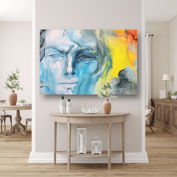 Emotionele Abstractie in Blauw en Geel canvas