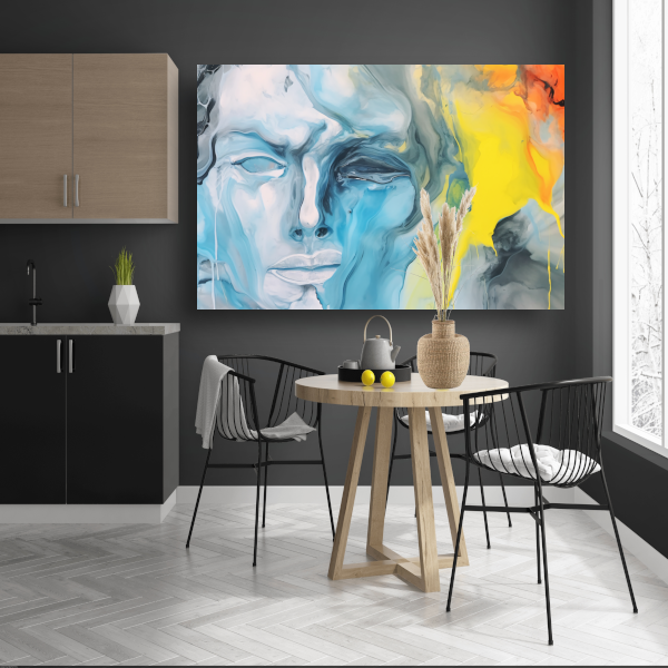 Emotionele Abstractie in Blauw en Geel canvas