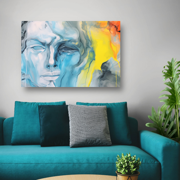 Emotionele Abstractie in Blauw en Geel canvas