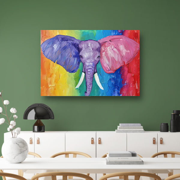 Abstracte kleurrijke olifant schilderij poster