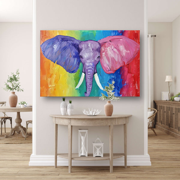 Abstracte kleurrijke olifant schilderij poster