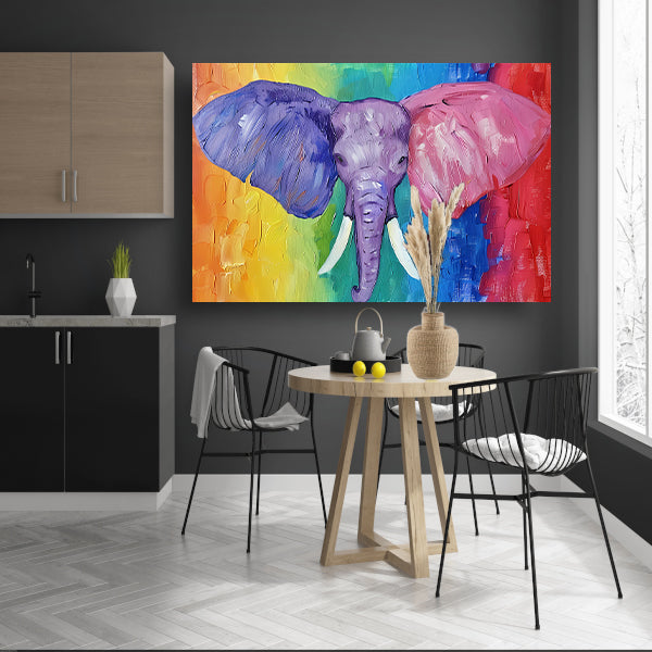 Abstracte kleurrijke olifant schilderij poster