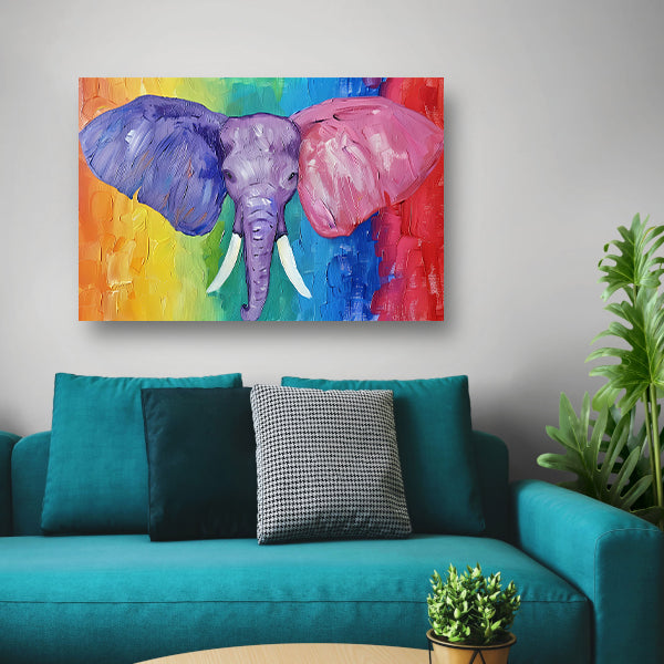 Abstracte kleurrijke olifant schilderij poster