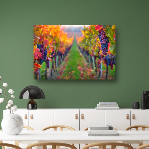 Herfstige wijngaard onder de avondzon canvas