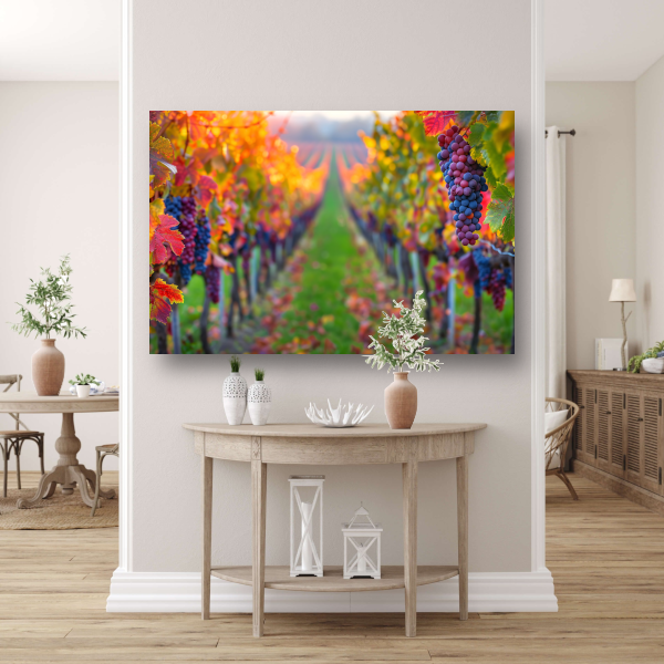 Herfstige wijngaard onder de avondzon canvas