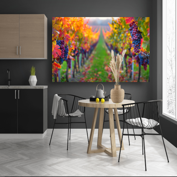 Herfstige wijngaard onder de avondzon canvas