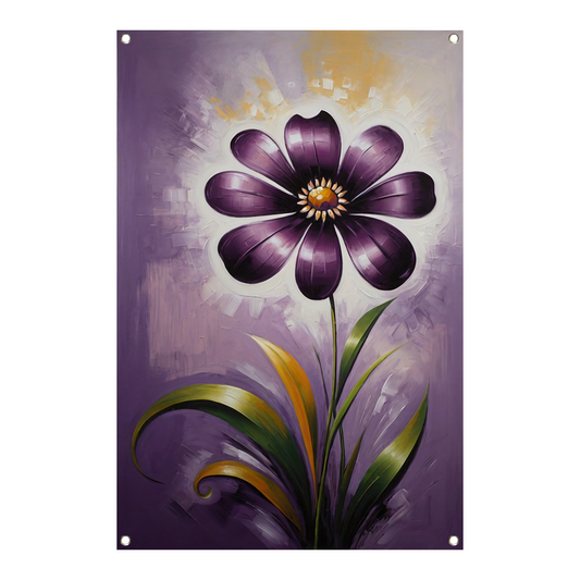 Paarse Bloem Impressie op Moderne Achtergrond tuinposter
