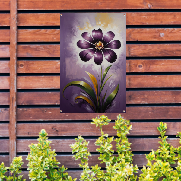 Paarse Bloem Impressie op Moderne Achtergrond tuinposter