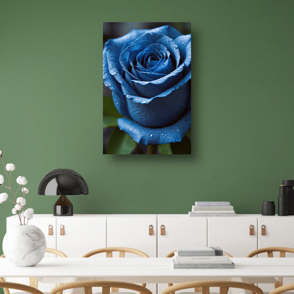 Blauwe roos bedauwd in ochtendlicht acrylglas