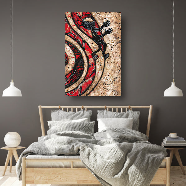 Rode Draaikolk met Zwarte Astronaut Figuur canvas