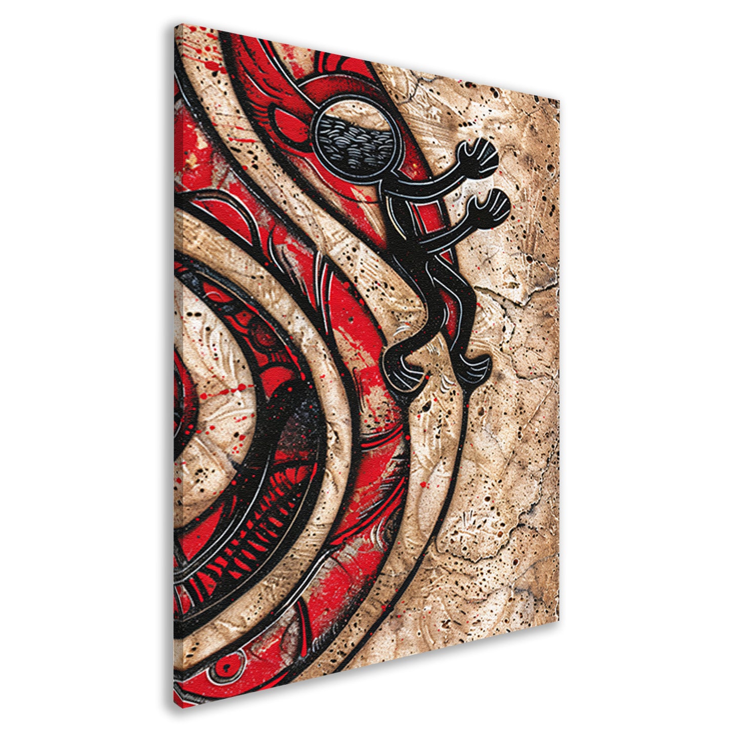 Rode Draaikolk met Zwarte Astronaut Figuur canvas