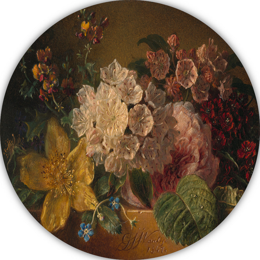 Stilleven met bloemen - Georgius Jacobus Johannes van Os aluminium muurcirkel