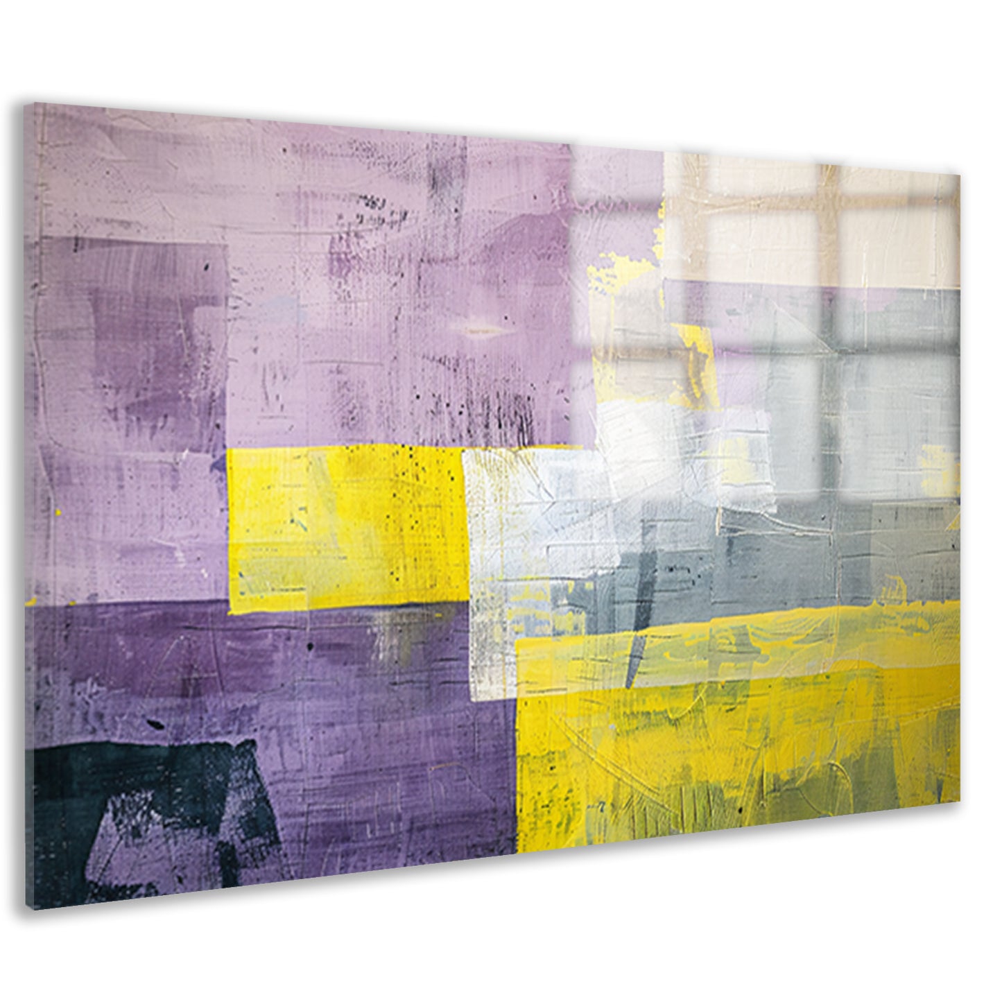 Abstract schilderij met contrasterende kleurvlakken acrylglas