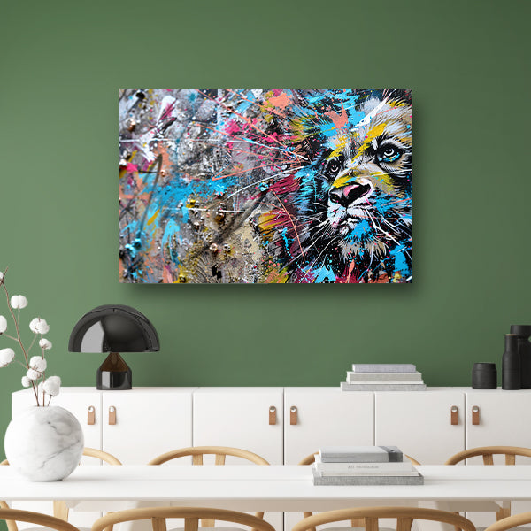 Abstracte leeuw in levendige graffiti-stijl acrylglas