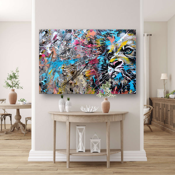 Abstracte leeuw in levendige graffiti-stijl acrylglas
