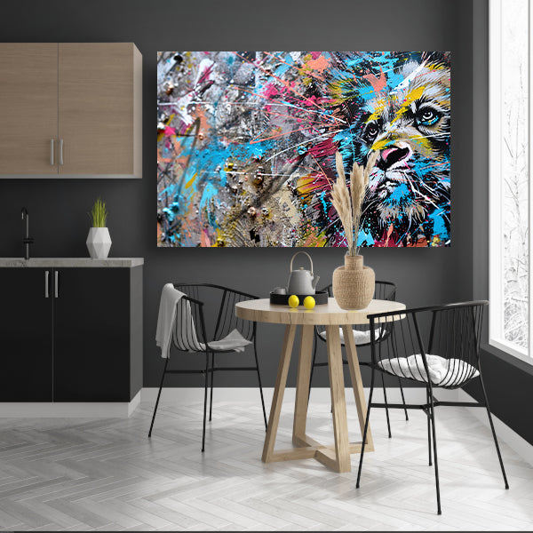 Abstracte leeuw in levendige graffiti-stijl acrylglas