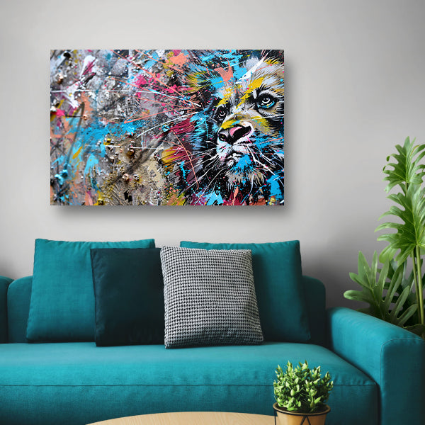 Abstracte leeuw in levendige graffiti-stijl acrylglas