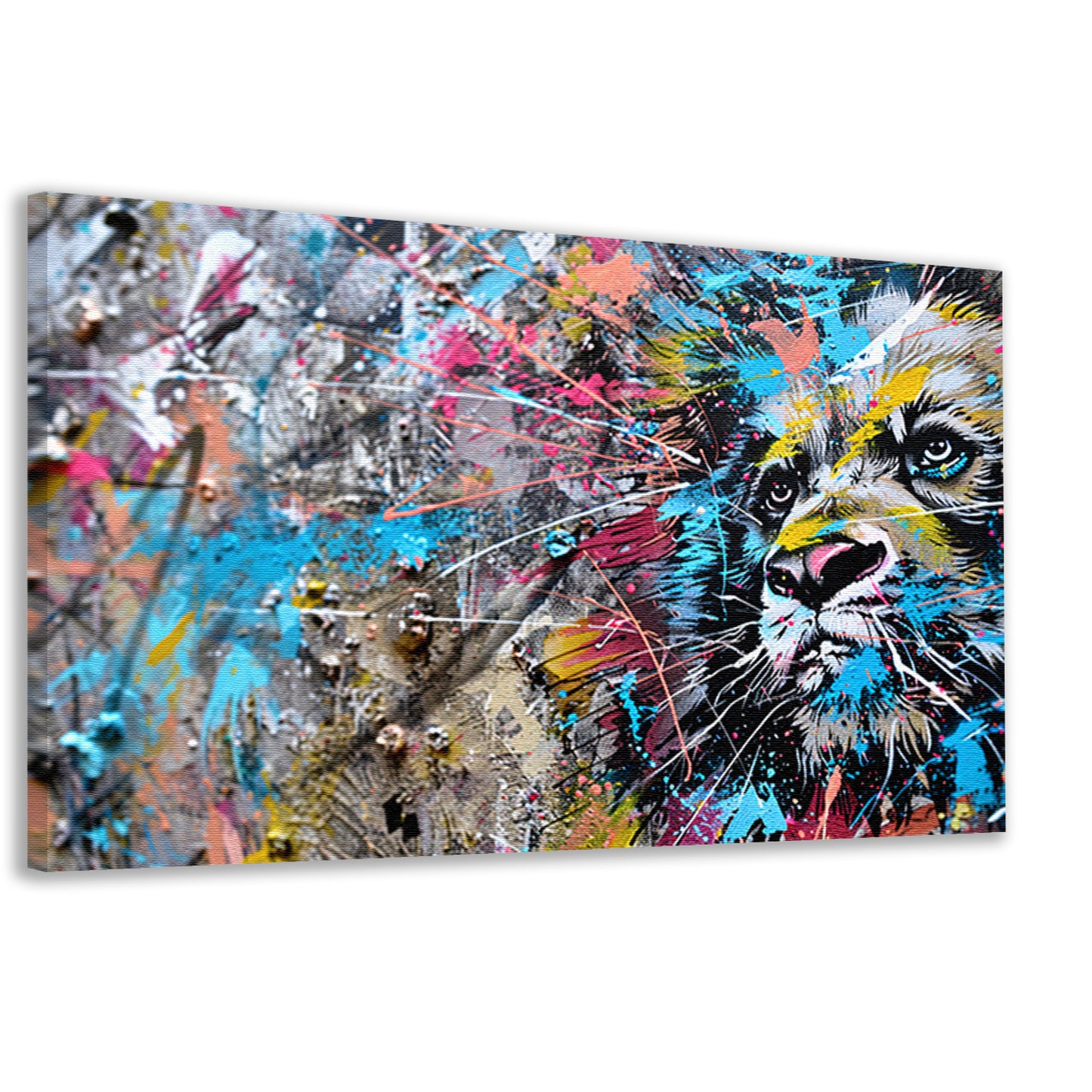 Abstracte leeuw in levendige graffiti-stijl canvas