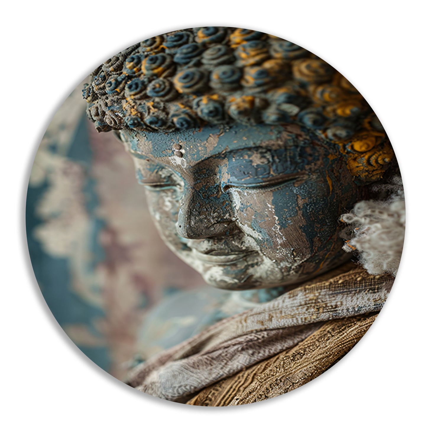 Verweerde Boeddha in serene meditatie forex muurcirkel