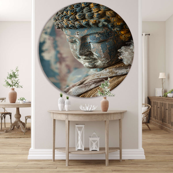 Verweerde Boeddha in serene meditatie forex muurcirkel