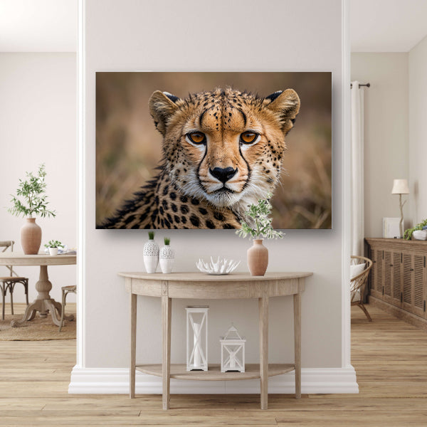 Prachtige close-up foto van een cheetah canvas met baklijst