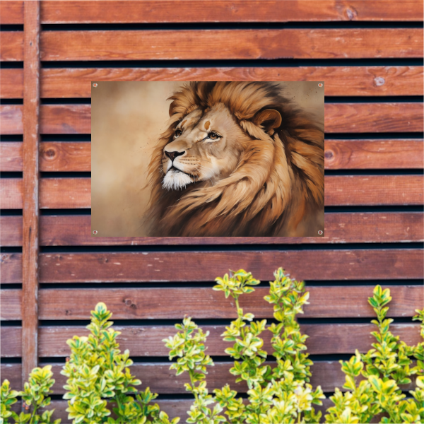 Prachtig realistisch portret van een leeuw tuinposter
