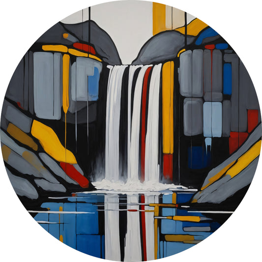 Reflecterende Waterval in Moderne Abstractie aluminium muurcirkel