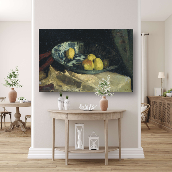Stilleven met appels op een Delfts blauwe schaal - Willem de Zwart canvas met baklijst