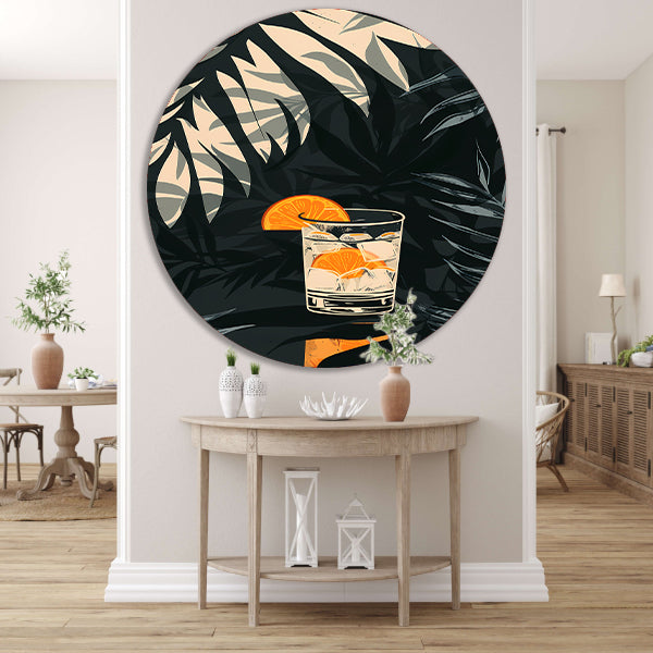 Citruscocktail in Glas met IJs en Planten forex muurcirkel