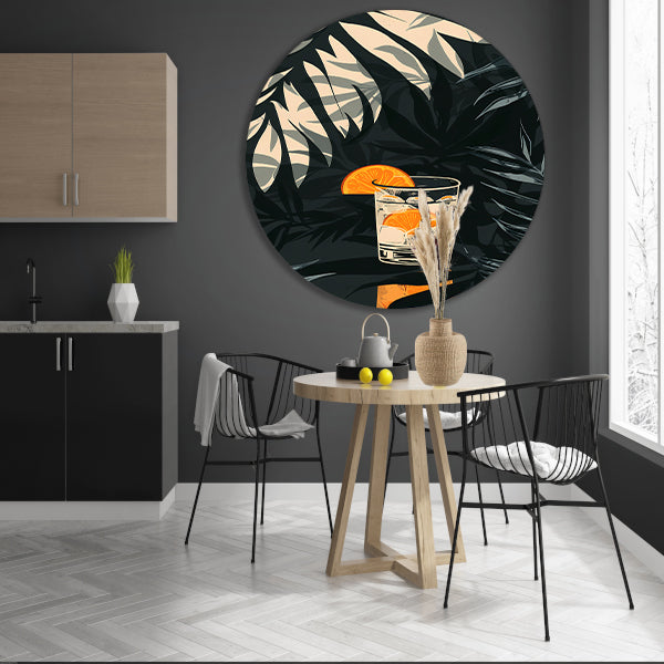 Citruscocktail in Glas met IJs en Planten forex muurcirkel