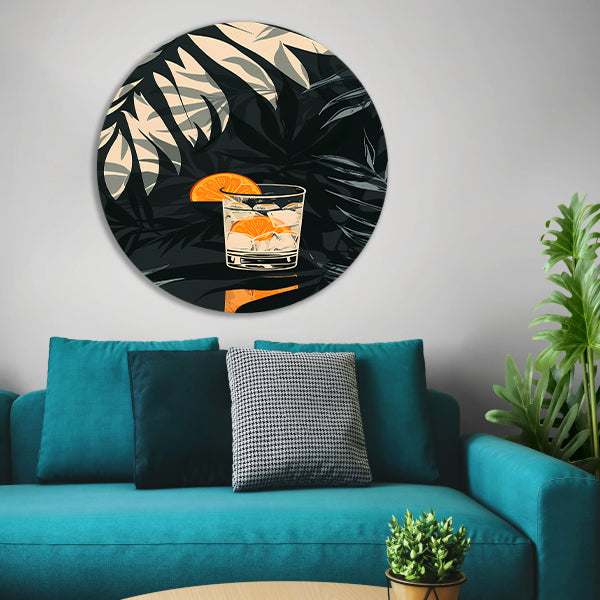 Citruscocktail in Glas met IJs en Planten forex muurcirkel