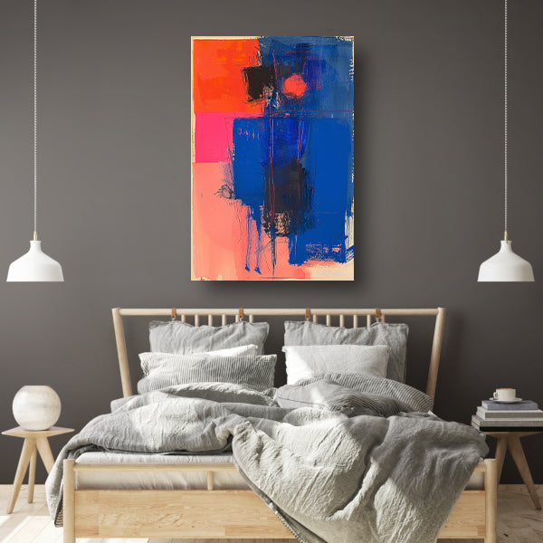 Abstract met felle kleuren canvas met baklijst