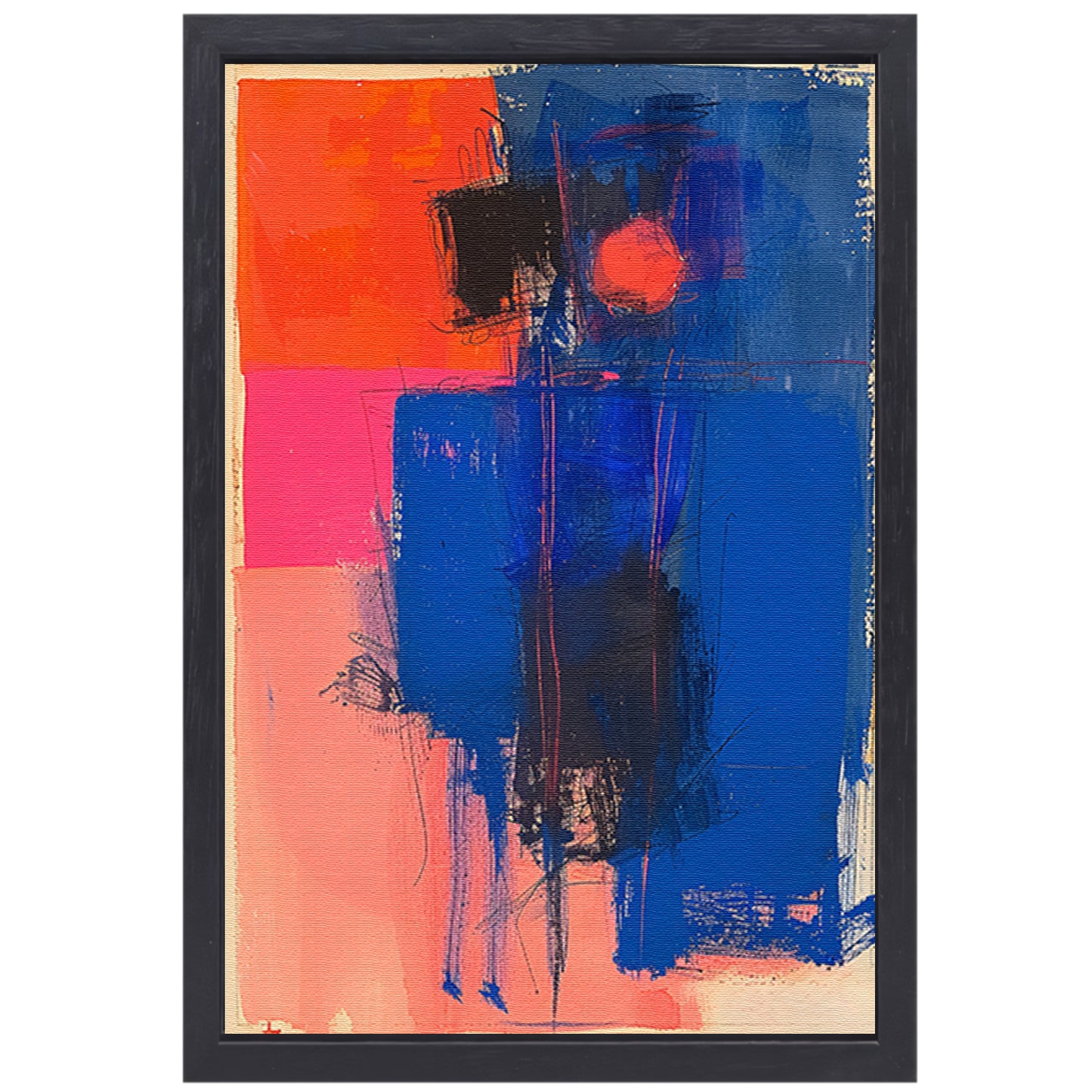 Abstract met felle kleuren canvas met baklijst