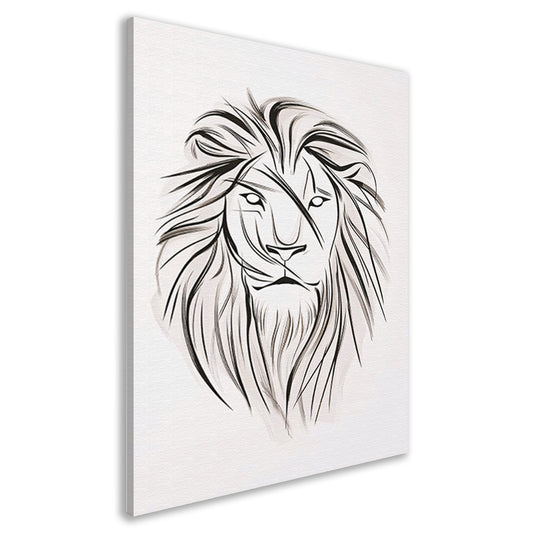 Minimalistische leeuw in zwart-wit lijnen canvas