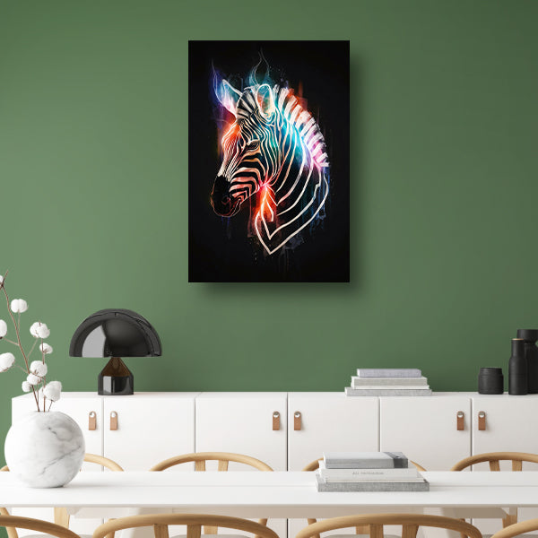 Abstracte Zebra in Kleurrijke Lichtstralen canvas