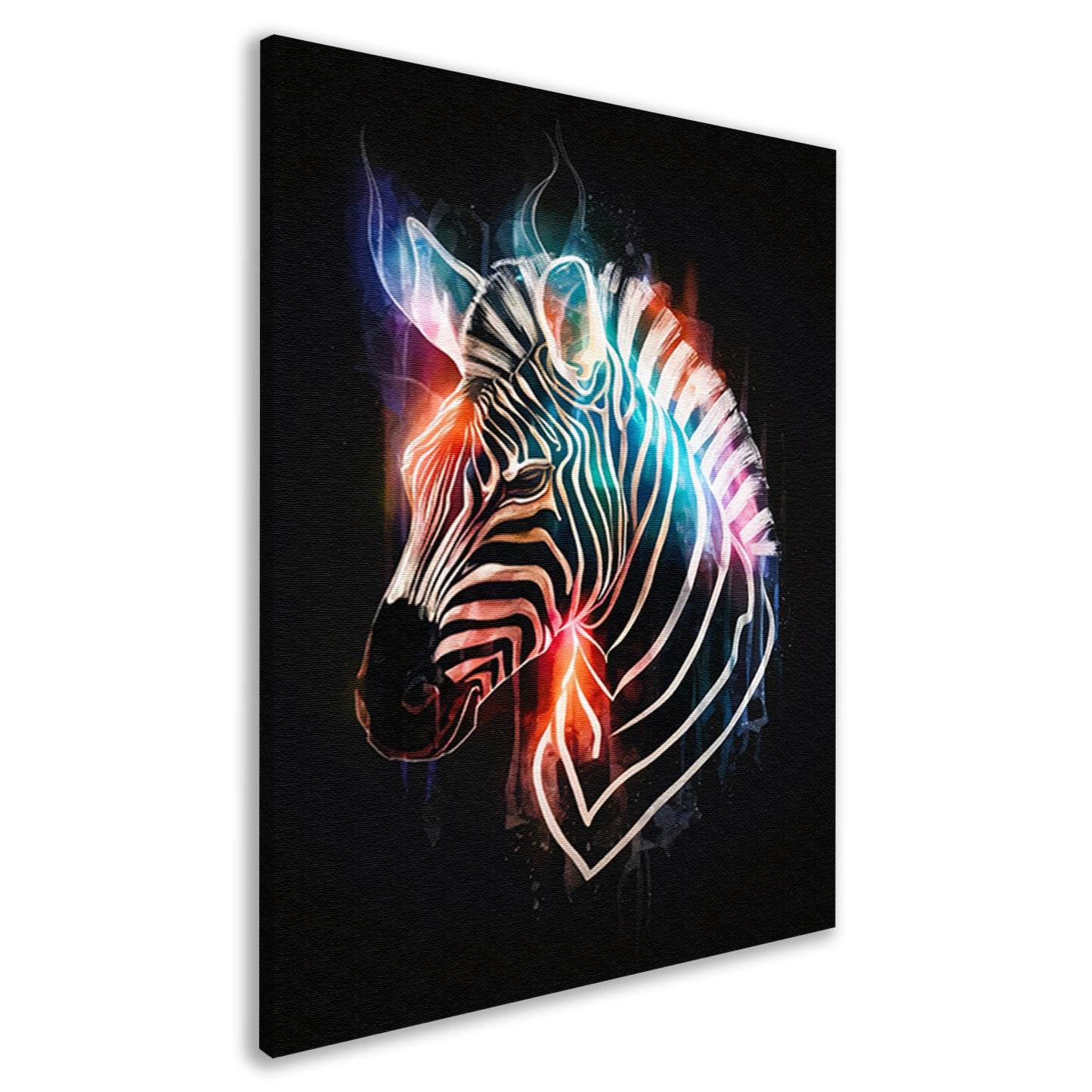Abstracte Zebra in Kleurrijke Lichtstralen canvas
