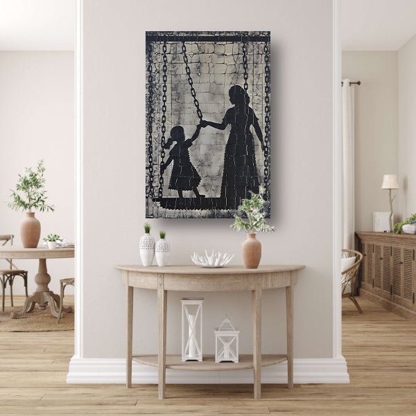 Volwassene en Kind Verbonden door Kettingen canvas