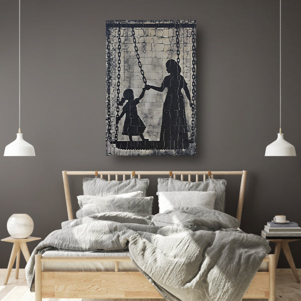 Volwassene en Kind Verbonden door Kettingen canvas